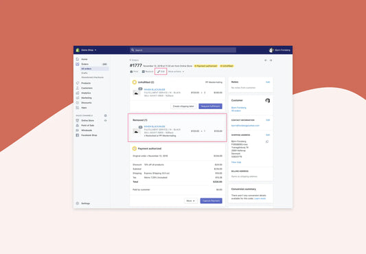 Shopify "Order edits" supported